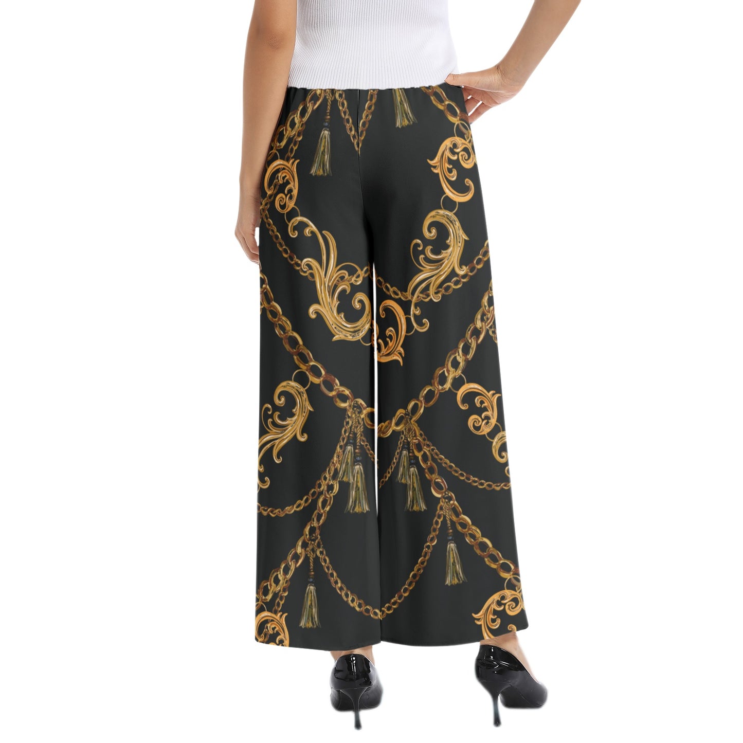 Elastic Waist Wide Leg Pant